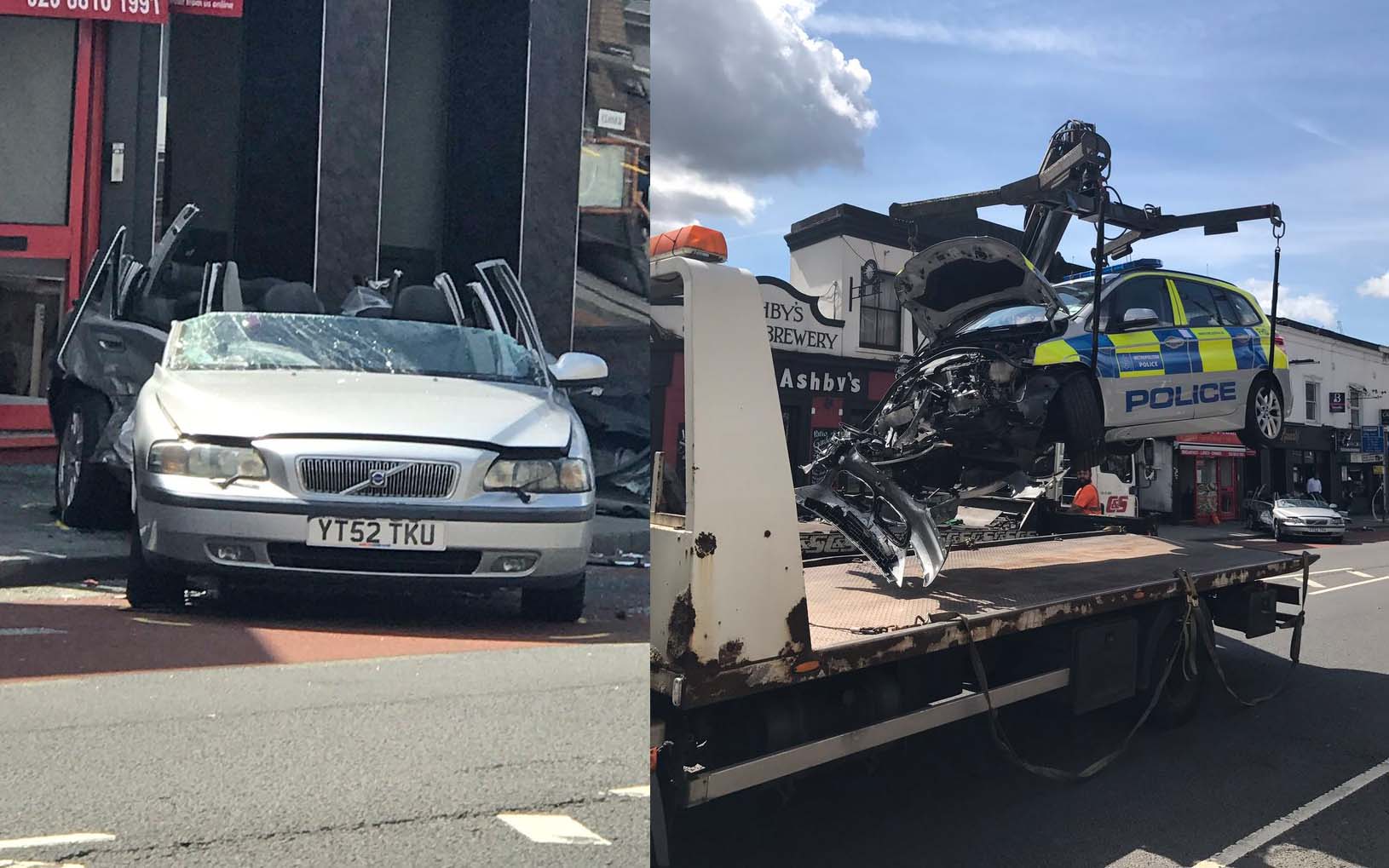 Three in hospital after horrifying smash involving marked police car crash in West Ealing﻿