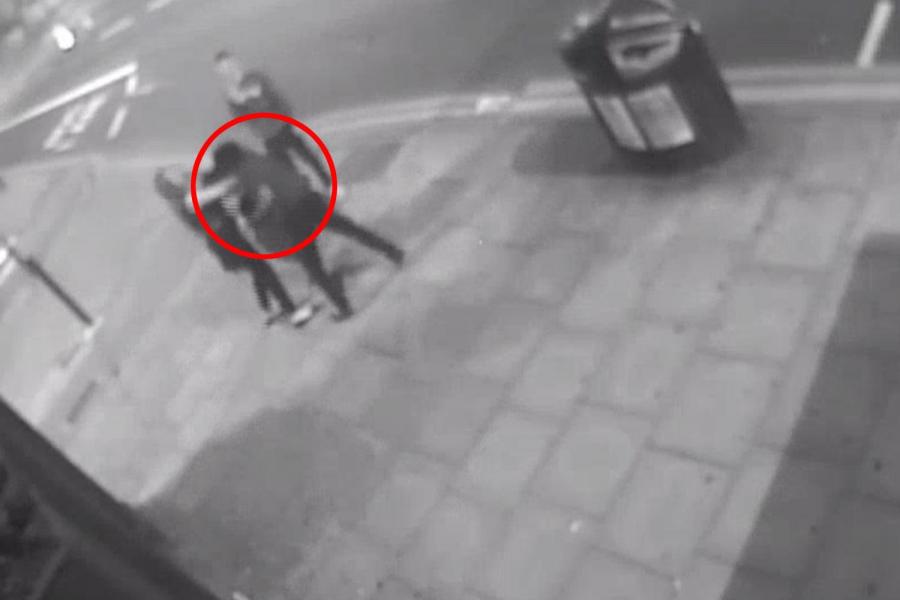 Shocking moment thug Cyclist knocking man to the floor and breaking woman's nose