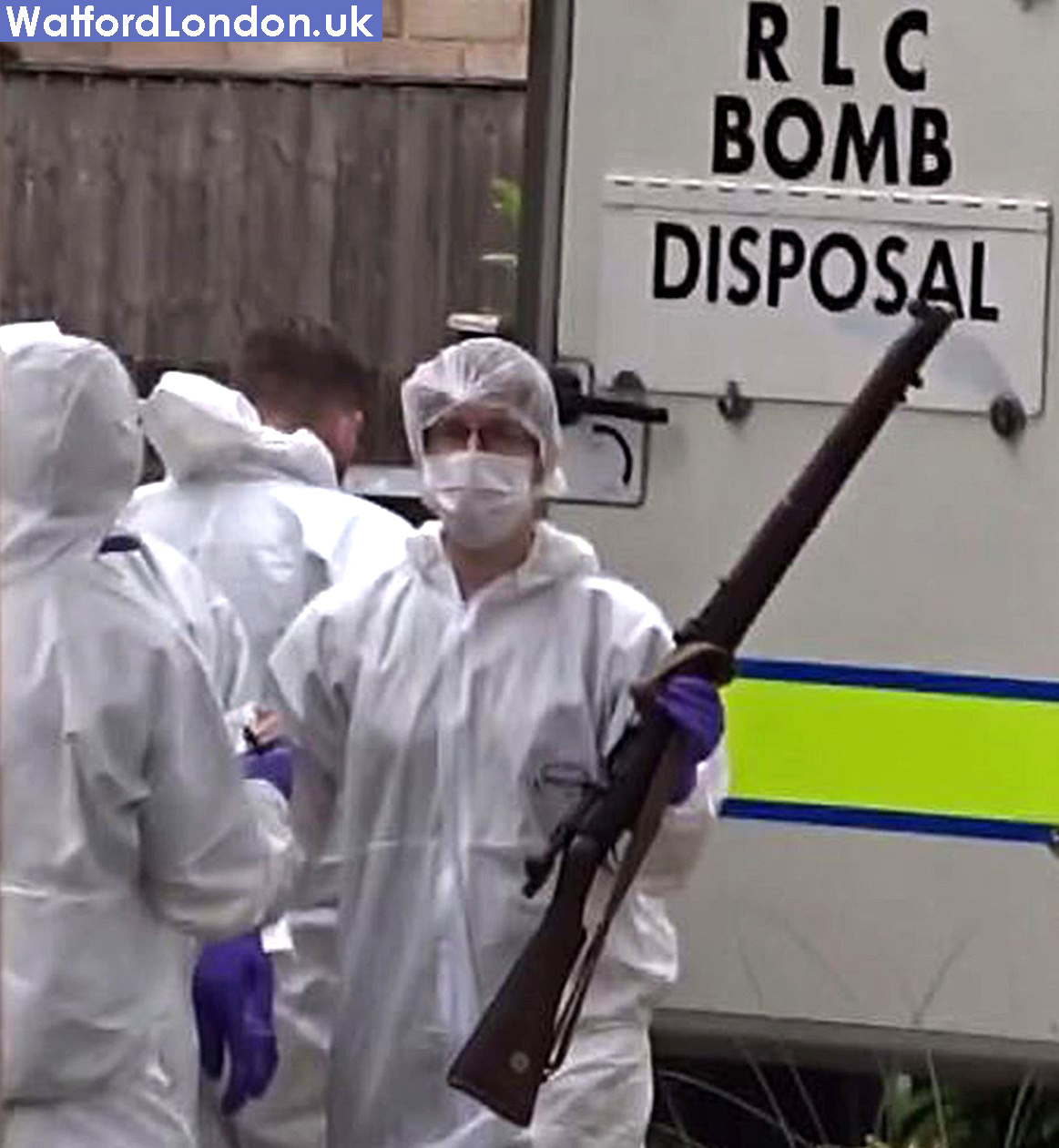 Mass of Weapons, Rifles, hand grenades, mortar shells Bombs found in St Albans Hertfordshire Man mans Garage believed to have been stolen from a former prisoner of war camp.