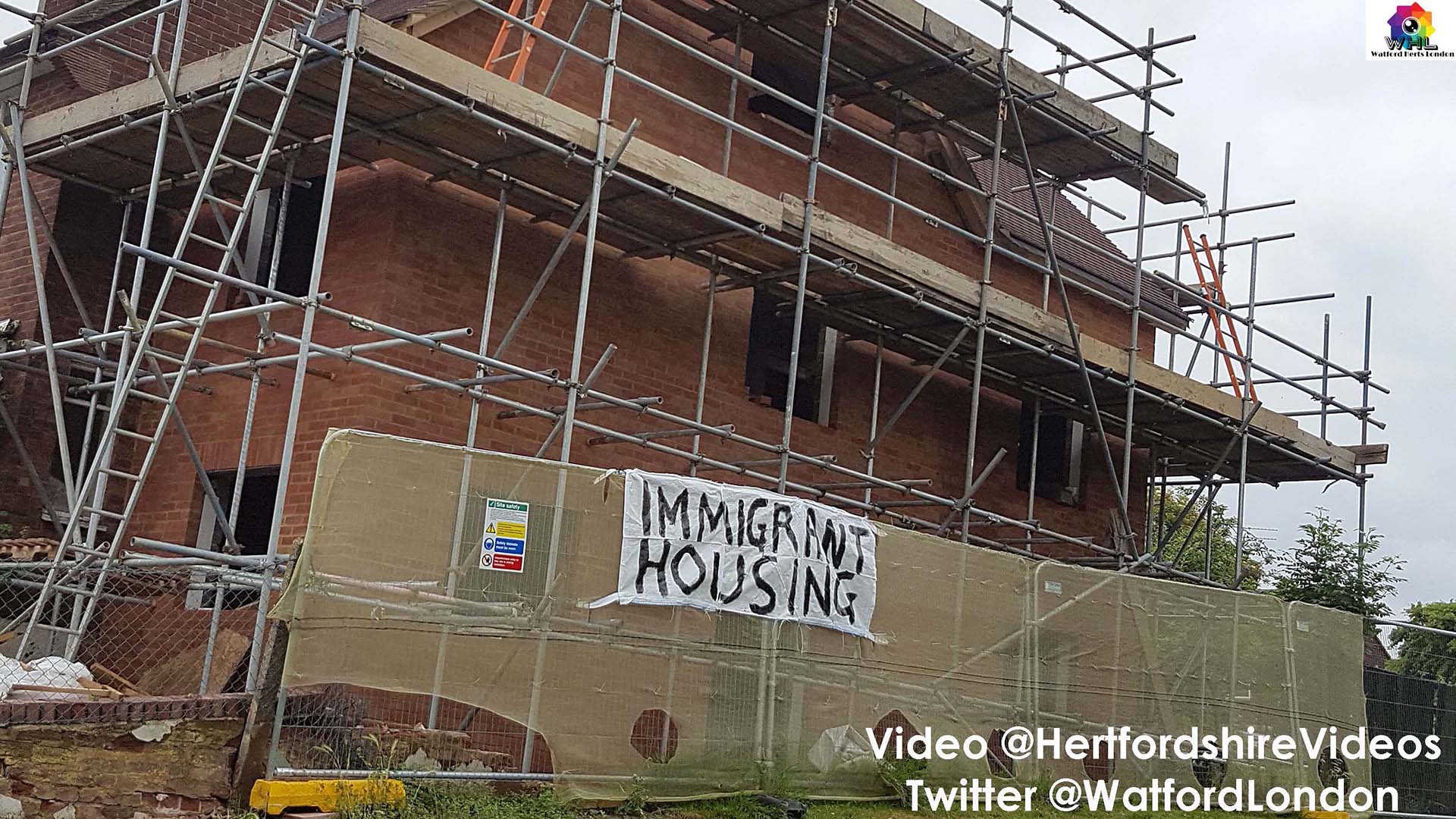Police Remove Immigrant Housing Graffiti Banner on House in Meriden Watford