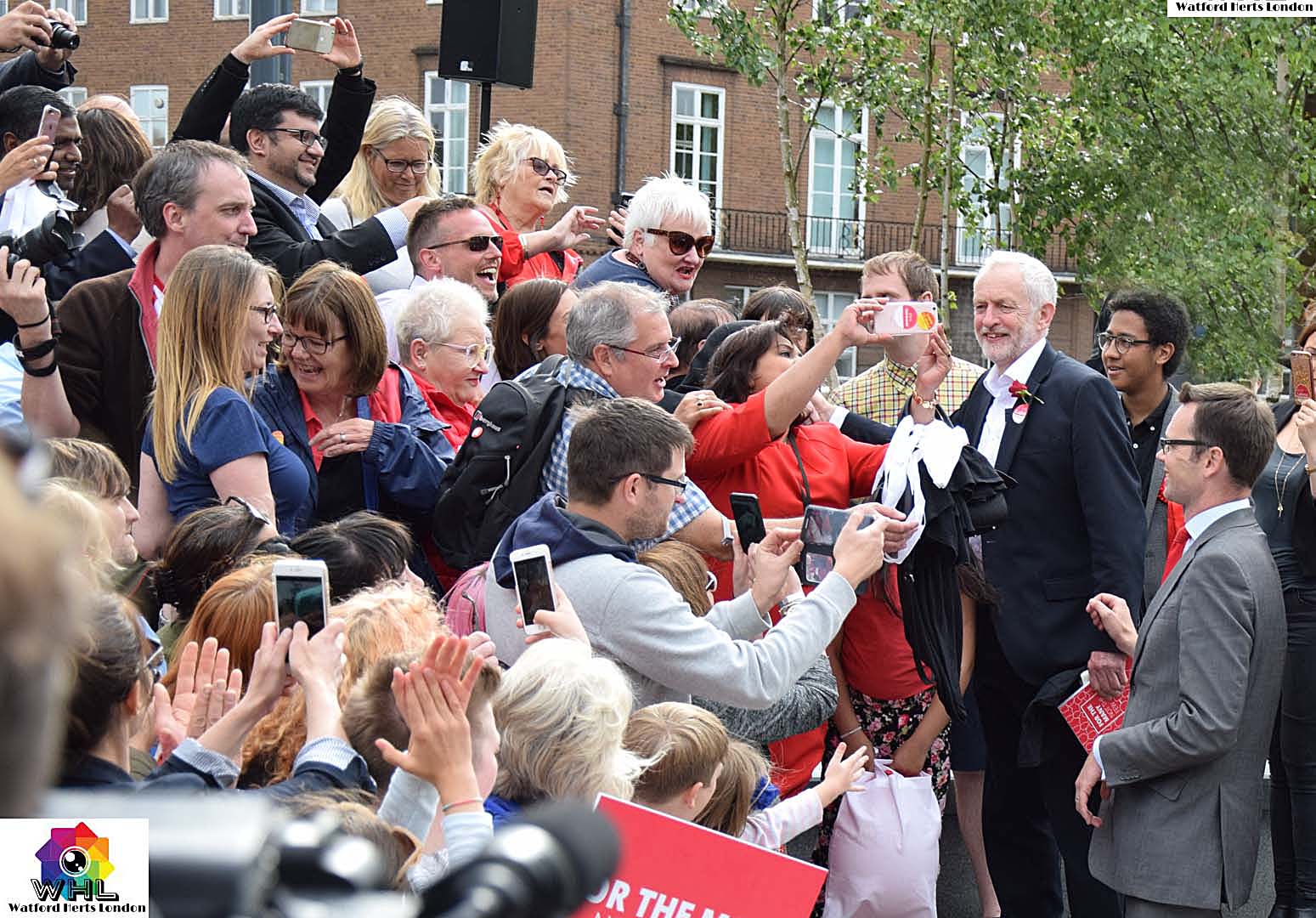 Jeremy Corbyn campaigning in Watford on Wednesday 7th june