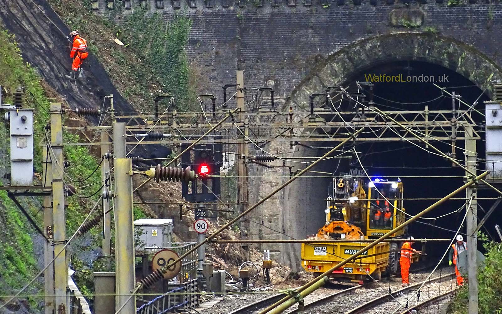 Heavy Rain Landslide Derails Train at Watford Tunnel