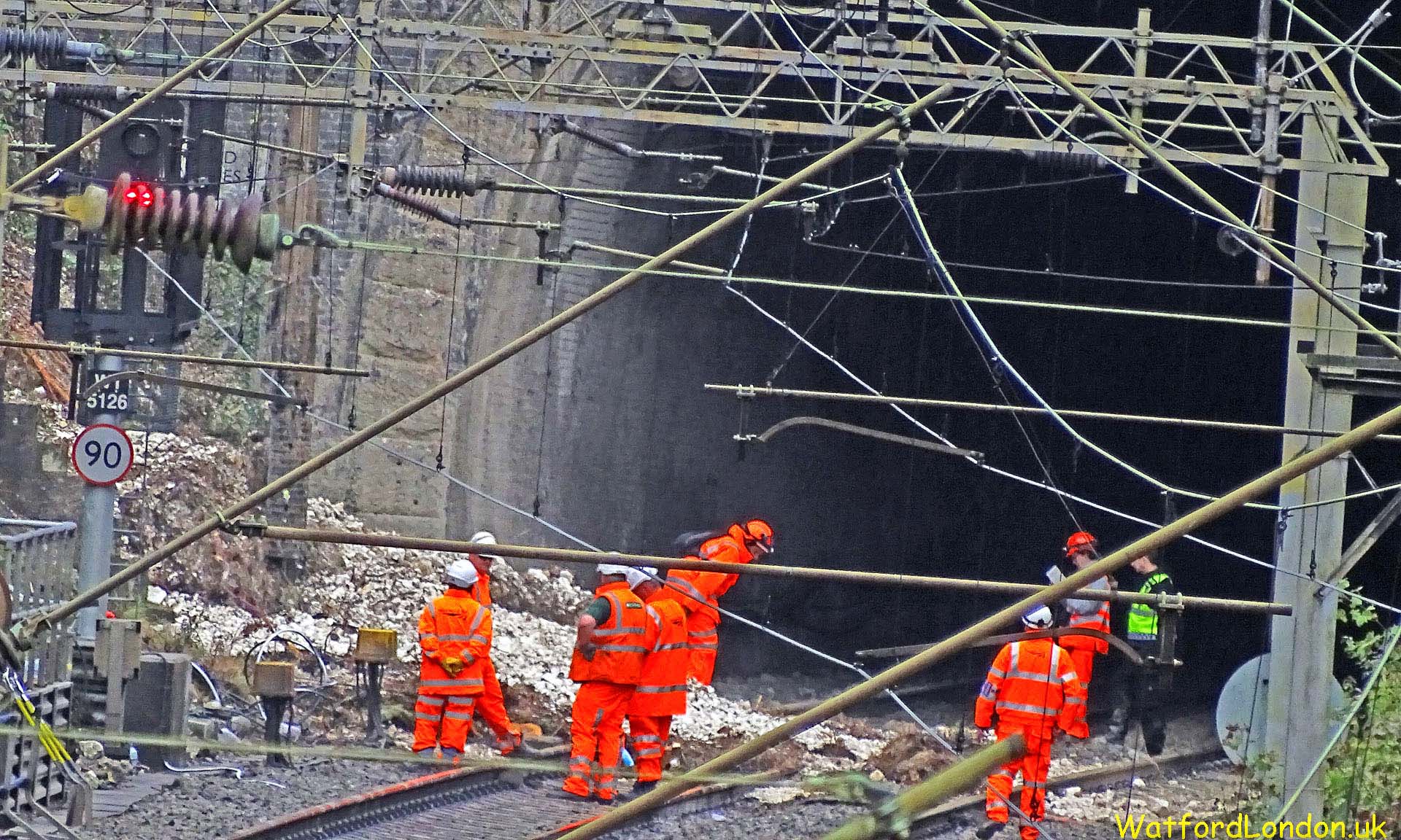 Heavy Rain Landslide Derailed Train Crash in Watford Tunnel