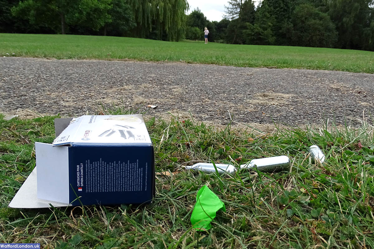The remains of ‘legal high’ use was discovered in a Leavesden park today, as evidence emerges of increasing use in the county.