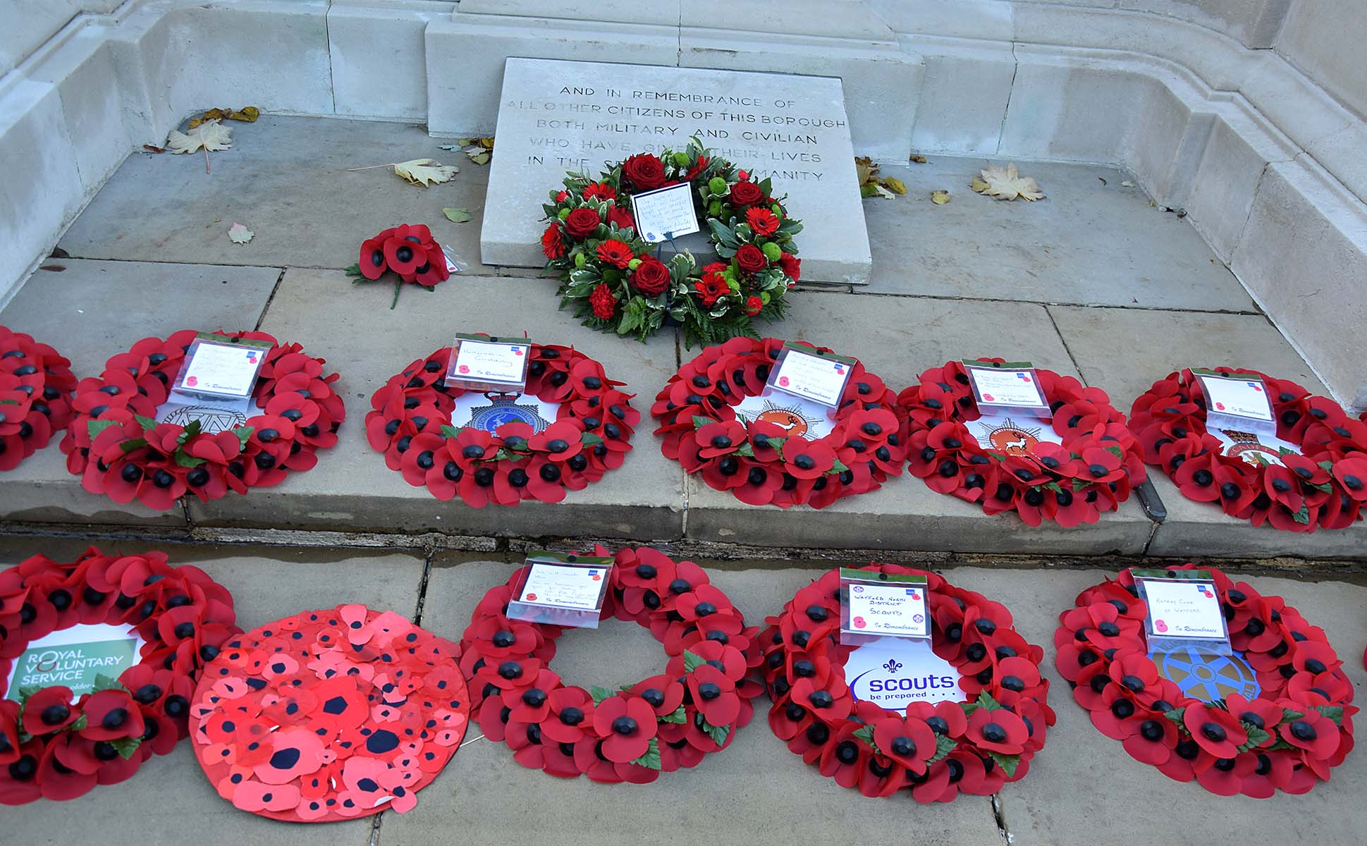 Ex-servicemen’s and women’s organisations, led by the Royal British Legion, layed wreaths, as will the police, fire and rescue service, ambulance service, scouts, army cadets and many others.