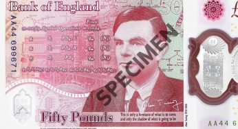 New Fifty pound note featuring Alan Turing out this Summer
