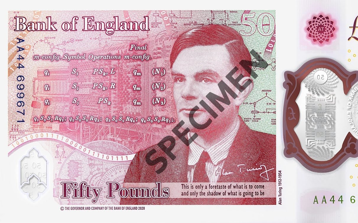 New Fifty pound note featuring Alan Turing out this Summer