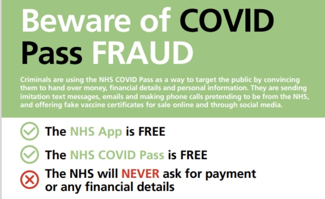 Beware of NHS COVID pass fraud – How to get a real thing one