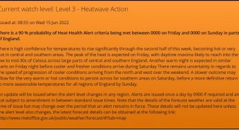 Met Office & NHS Heatwave health Warning issued