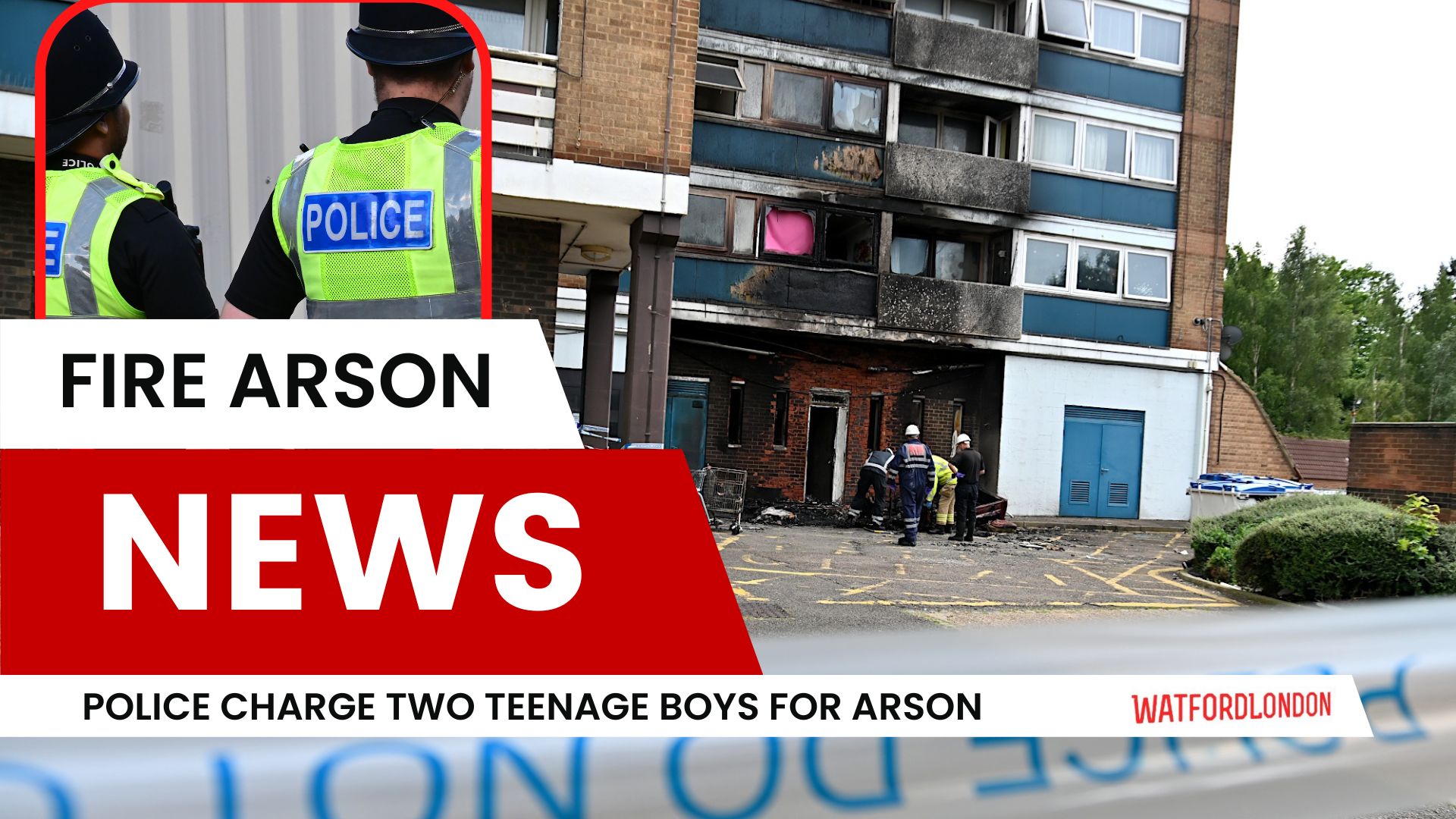 Two teenage boys charged in connection with a fire at a block of flats in Watford
