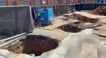 Video: Extent of sinkhole works at Watford General Hospital