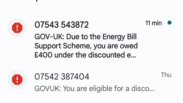 Energy Bills Support Scheme text scam warning target worried Brits