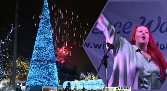 Large crowds enjoy Voice UK star Clare Cordwell switch-on Christmas lights in her home town Watford