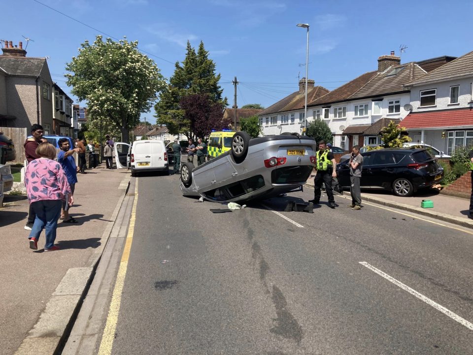 High Speed Car Crash Overturns smashing into Garden wall after promises ...