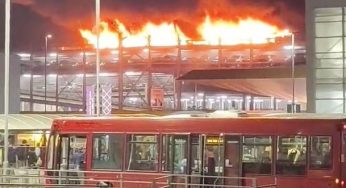 London Luton Airport suspends all flights after large fire