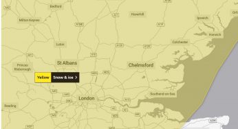 Met Office Snow forecast for Southern England weather warning -10C