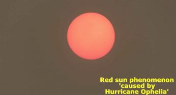 Red sun phenomenon caused by hurricane Ophelia UK October