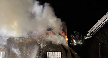 Herts Firefighters tackle Blaze at Cottage late last night thatched roof is destroyed