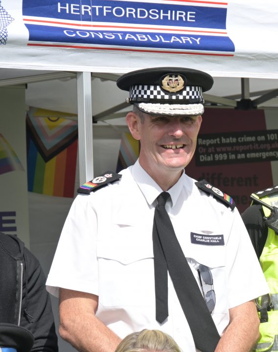 Hertfordshire Police chief constable Charlie Hall (pictured) joined in 2016