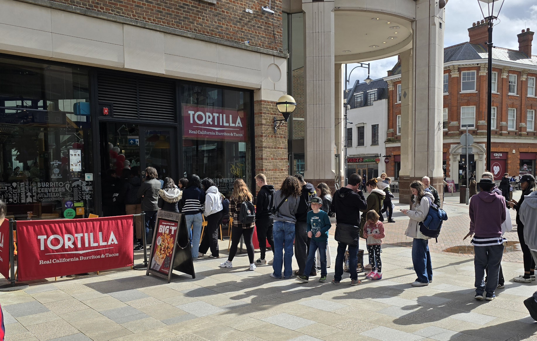 Hundreds Queue for free Burritos at Tortilla Watford