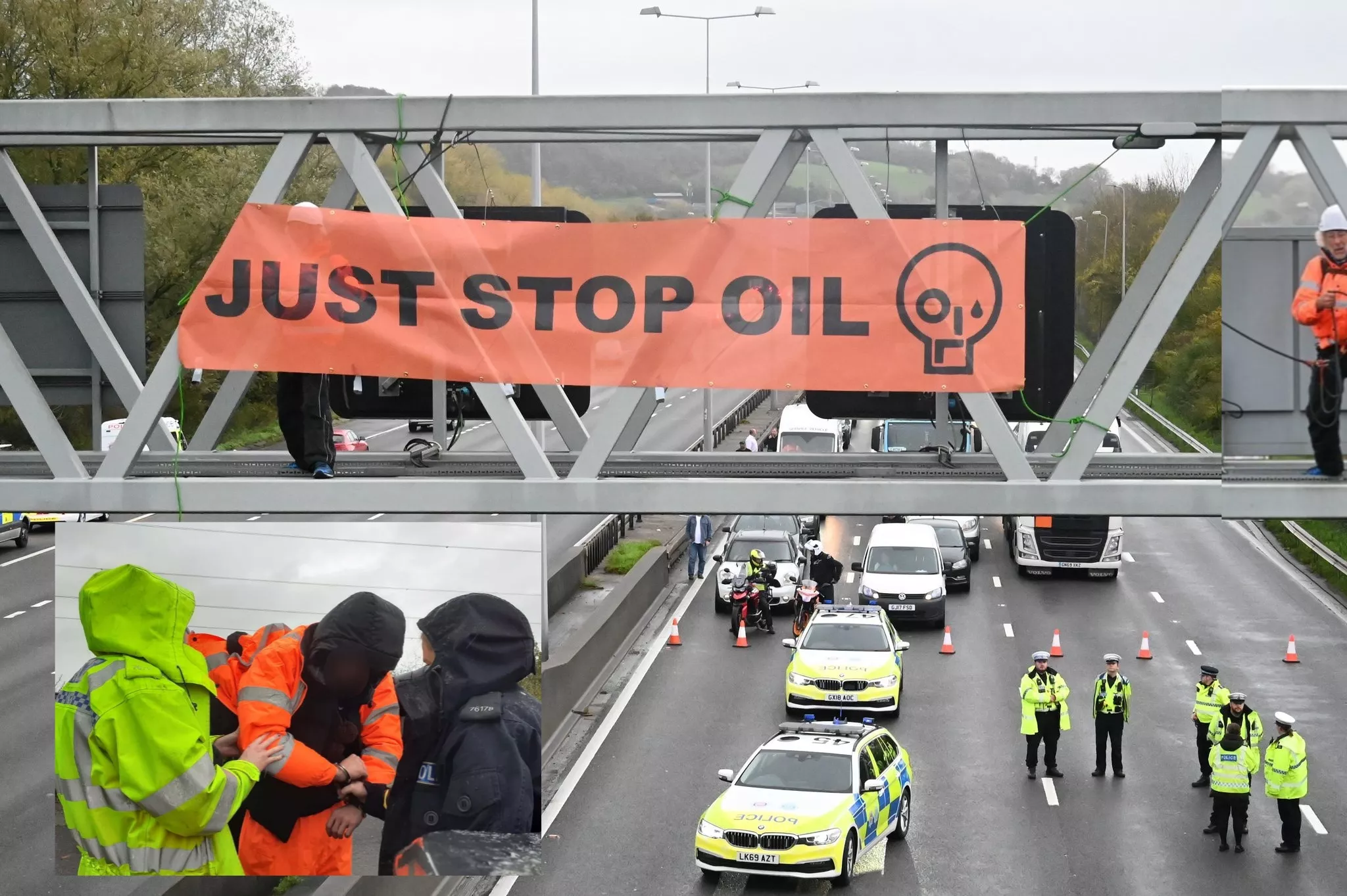 just stop oil, Motorway, M25, police, man,