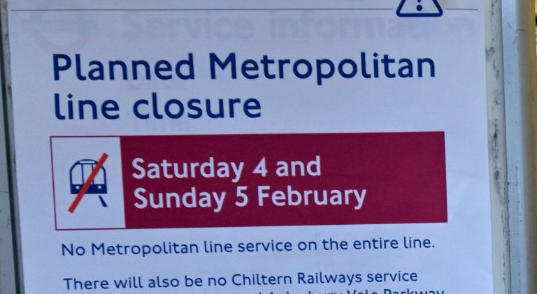 Metropolitan Underground line closure this Weekend February 4th 5th